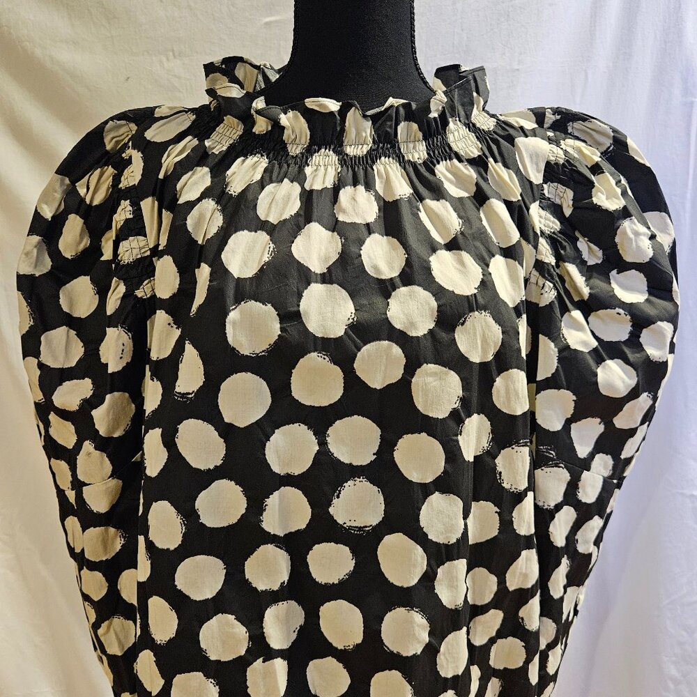 NEW SEA NEW YORK Arline Polka Dot Print Puff Long Sleeve Top
